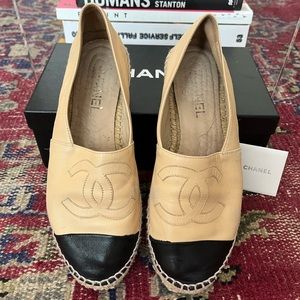 CHANEL Espadrilles - Tan & Black, size 38